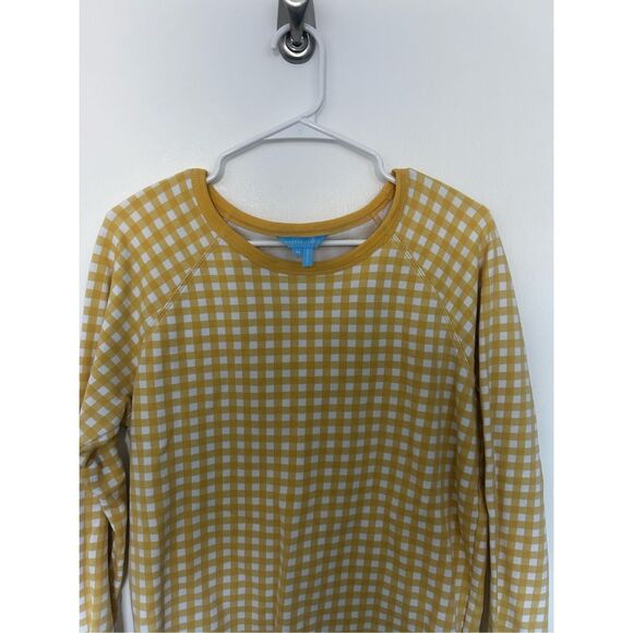 Draper James Yellow White Gingham Pullover Sweater Size M Preppy Classic - Picture 6 of 15